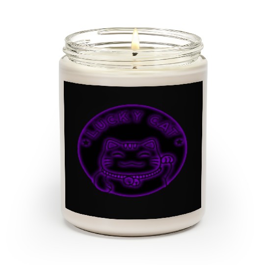 Purple neon lucky cat Scented Candles