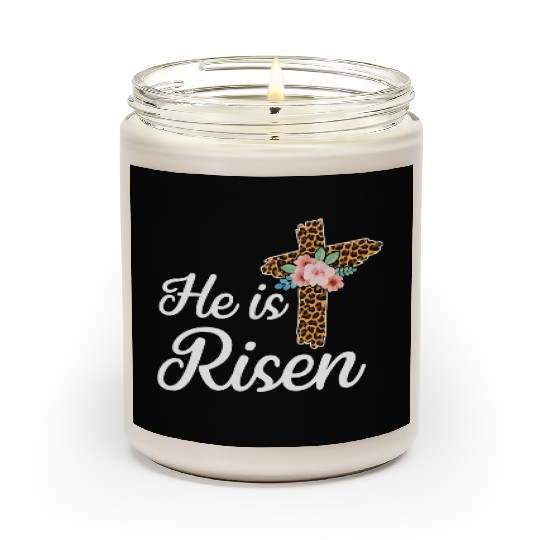 He Is Risen Jesus Christ Cross Easter Sunday Scented Candles