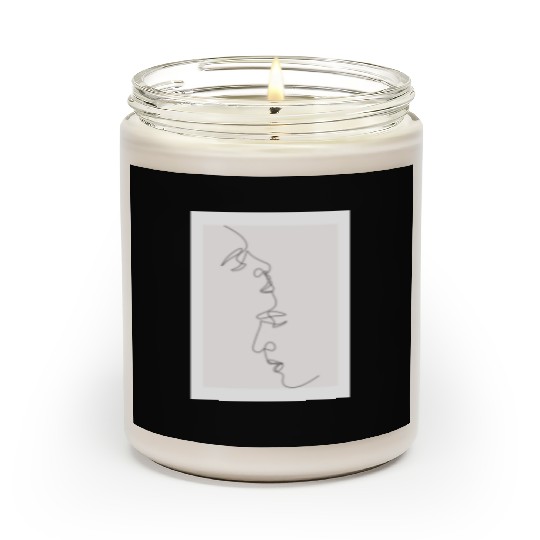 Couple Kiss line art Art Print Scented Candles
