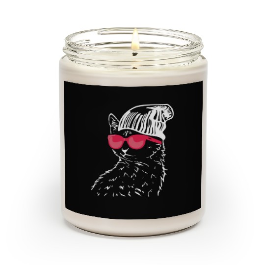 Funny Cat with Red Sunglasses Scented Candles