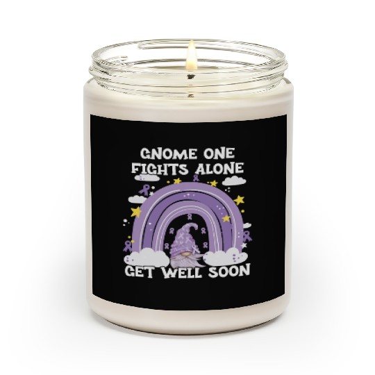 Gnome One Fights Alone Lavender Cancer Scented Candles