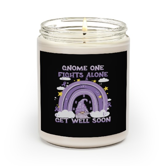 Gnome One Fights Alone Lavender Cancer Scented Candles