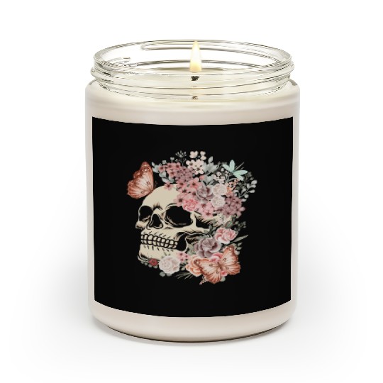 Butterfly Flowers Skull Nature Scented Candles