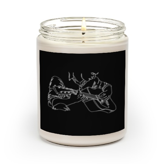Guitar Oneline Art - Acoustic Guitar Guitar Player Scented Candles