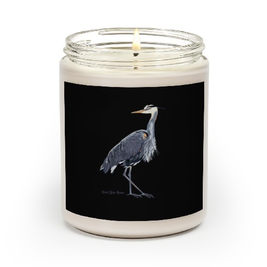 Heron Art Birder Wildlife Bird Watching Scented Candles