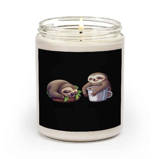 Before Coffee After Coffee Sloth Coffee Scented Candles