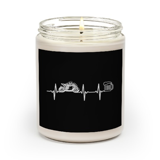 Race Motorcycle Heartbeat Beer Lover Racing Motorc Scented Candles