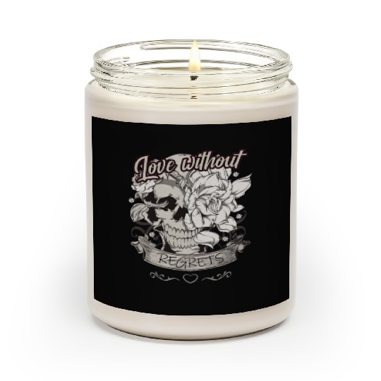 Love With No Regrets Skull With Roses Gift Scented Candles