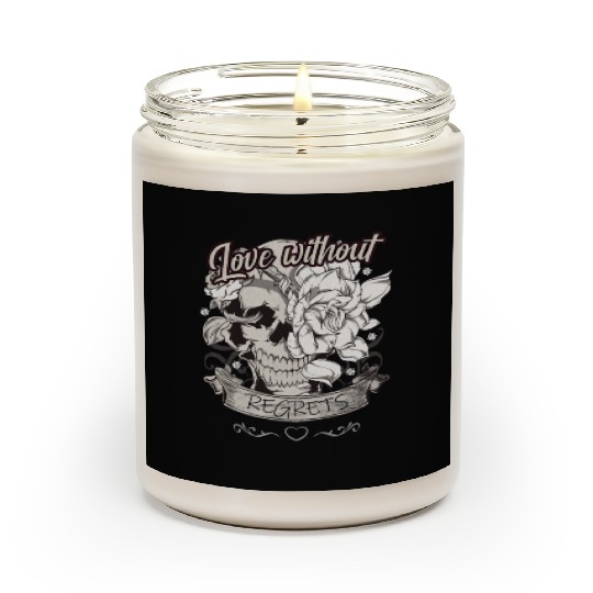 Love With No Regrets Skull With Roses Gift Scented Candles