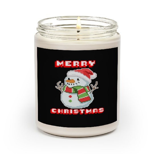 Merry Christmas I Xmas I 8 Bit Pixelated Snowman Scented Candles
