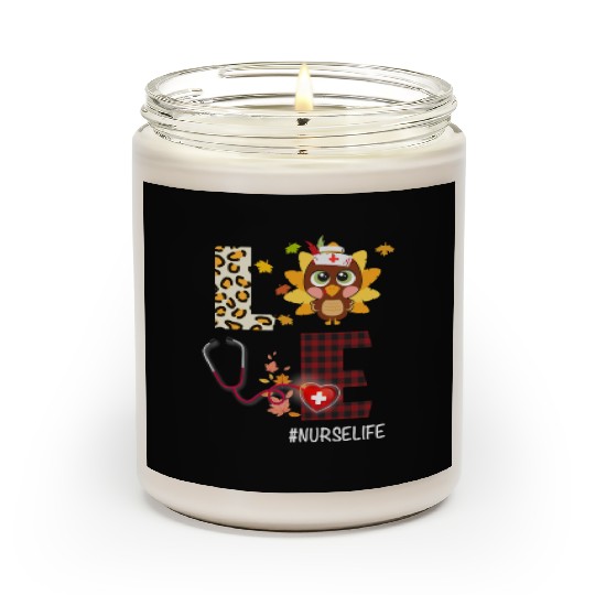 Love Turkey Stethoscope Nurse Life Thanksgiving Scented Candles