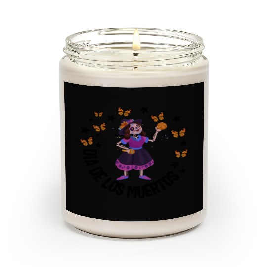 Dia De Los Muertos Scented Candles, Girl Sugar Skeleton