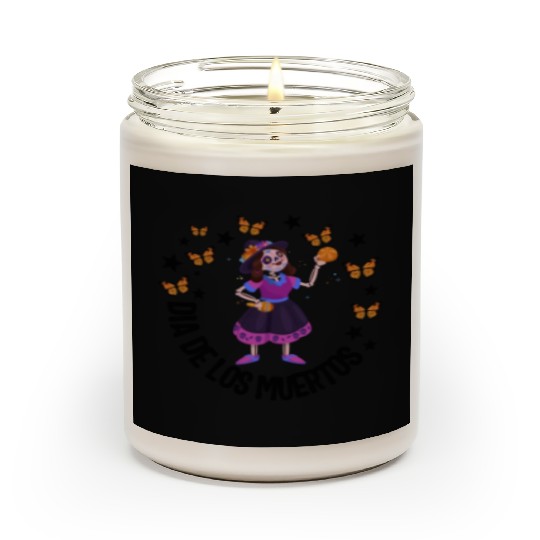 Dia De Los Muertos Scented Candles, Girl Sugar Skeleton