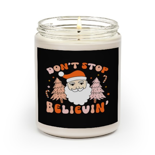 Retro Groovy Don't Stop Believin' Christmas Cute Scented Candles