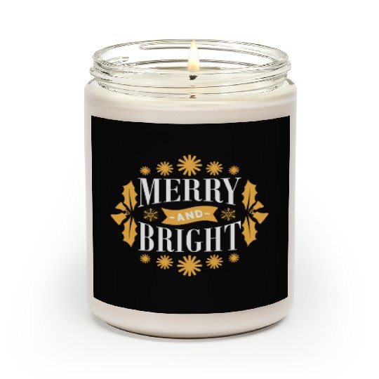 Merry And Bright Snowflakes Mistletoe Xmas Holiday Scented Candles