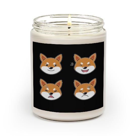 Funny Shiba Inu Dog Cartoon Faces Scented Candles