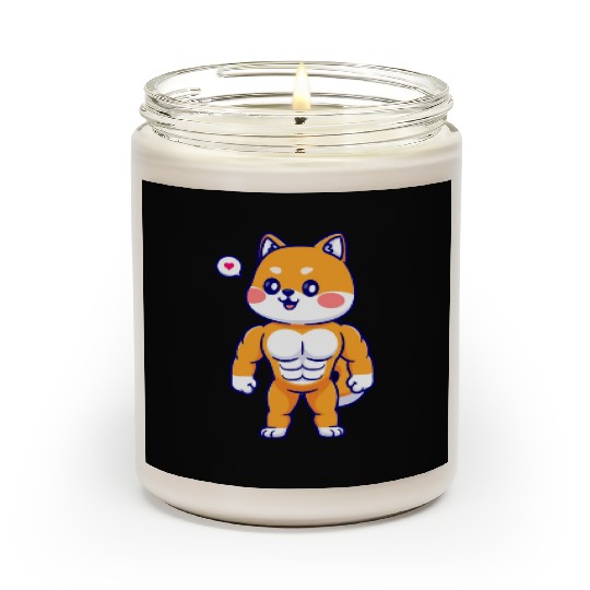 Cute Shiba Inu Dog Muscular in gym Scented Candles