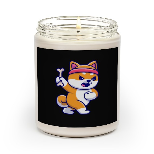Cute Shiba Inu dog In gym Scented Candles