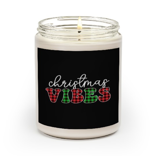 Christmas Vibes Buffalo Plaid Retro Christmas Scented Candles