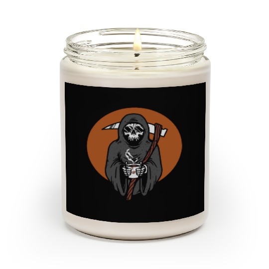 Humorous Grim Reaper Coffee Lover Scented Candles