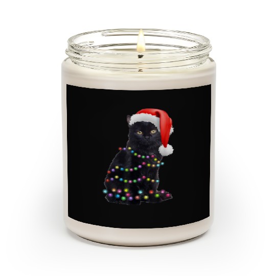 Black Cat Christmas Light Funny Cat Love Christmas Scented Candles