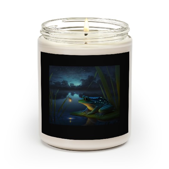 Frog and Firefly Friends on the Pond at Night Scented Candles