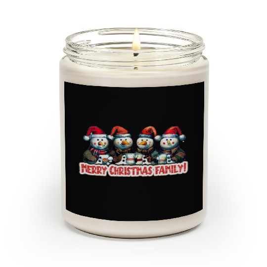 Snowmen in christmas coral, image for end of year, Scented Candles