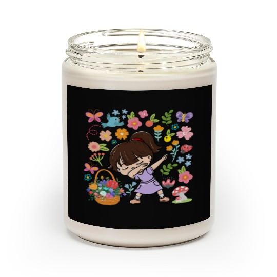 Dabbing Girl Hippie Flower Bouquet Basket Spring Scented Candles