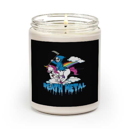 Grim Unicorn Rainbow Metal Music Lover Guitarist Scented Candles