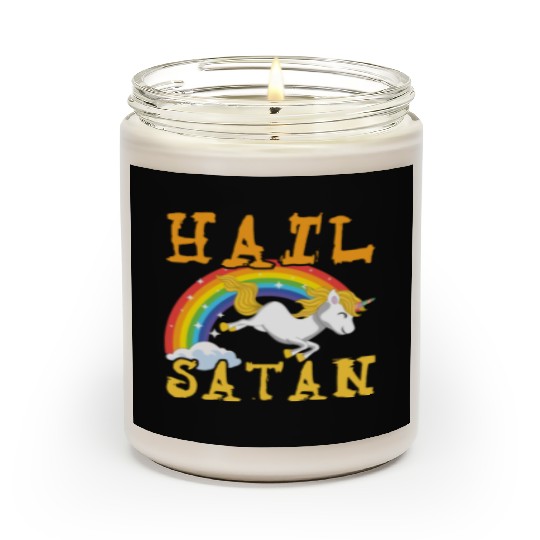 Hail Satan Unicorn Rainbow Metal Music Lover Rock Scented Candles