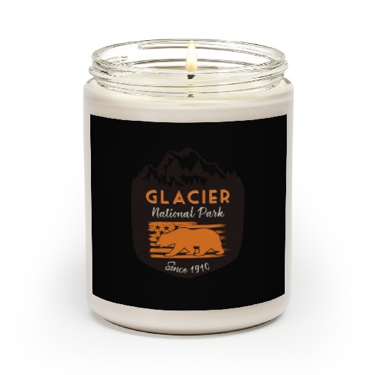 Glacier National Park US Flag Grizzly Bear Scented Candles