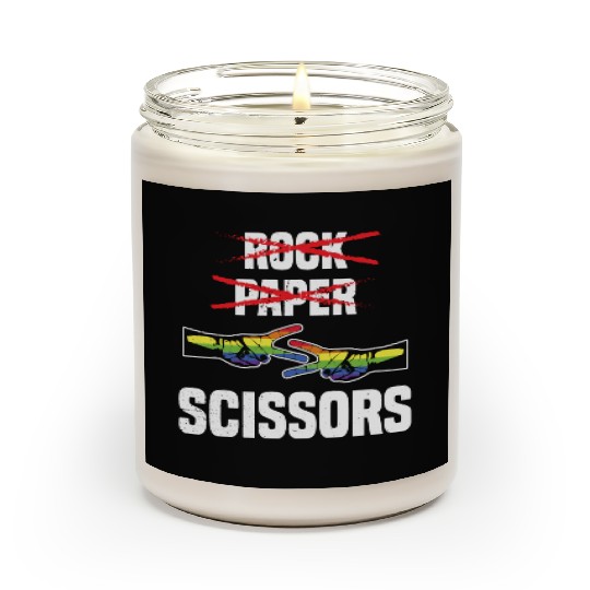 Womens Rock Paper Scissors Funny Lgbt Pride Scented Candles