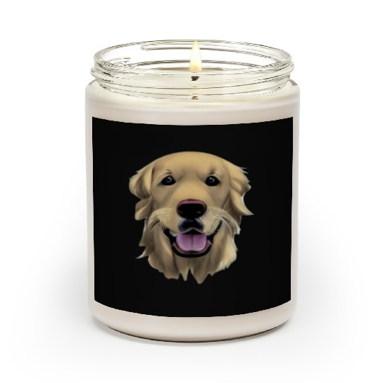 Beautiful Golden Retriever Illustration Scented Candles