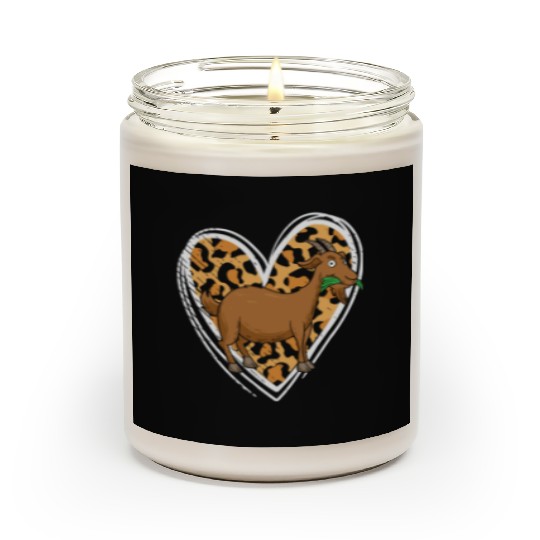 Goat Love Farmer Goat Lover Leopard Heart Print Gi Scented Candles