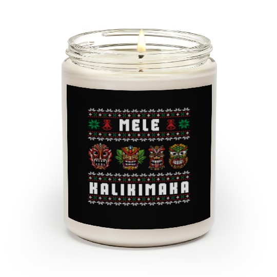 Mele Kalikimaka Hawaii Tiki Funny Ugly Christmas Scented Candles