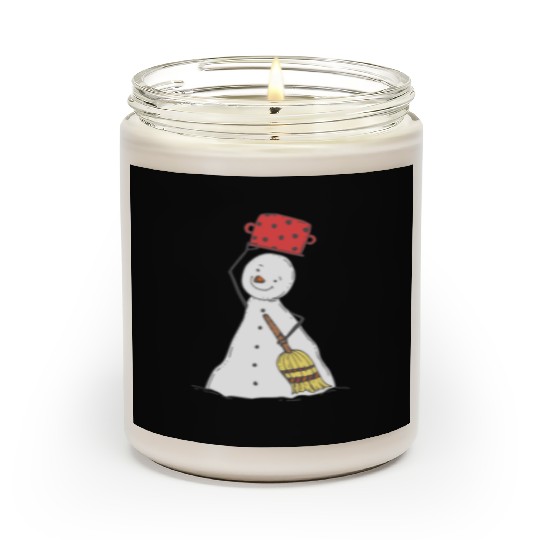 funny snowman with mustache and carrot Scented Candles