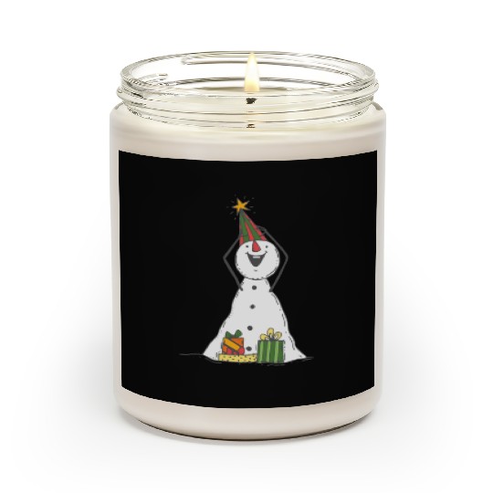 funny snowman with mustache and carrot Scented Candles