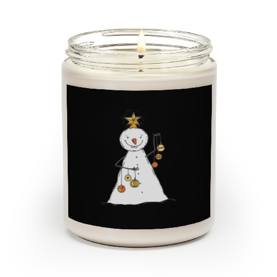 funny snowman with mustache and carrot Scented Candles