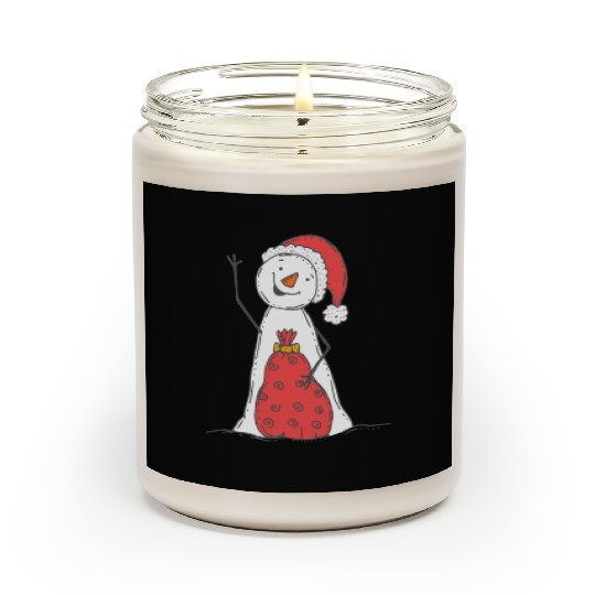 funny snowman with mustache and carrot Scented Candles