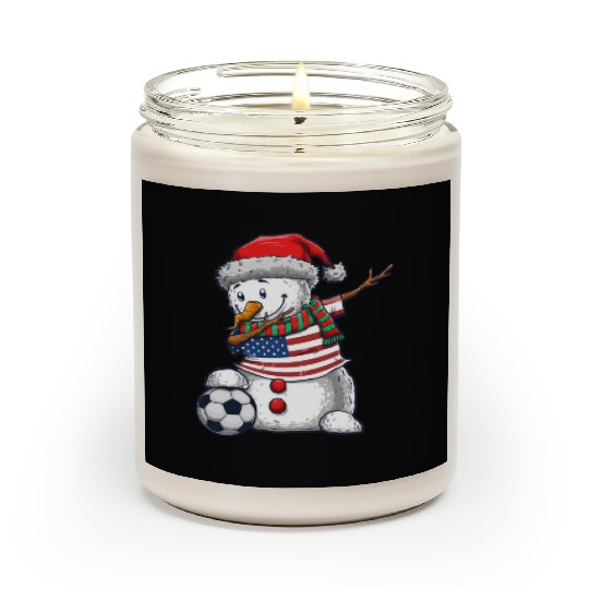 Soccer Boy Dabbing Snowman Christmas Jersey Scented Candles