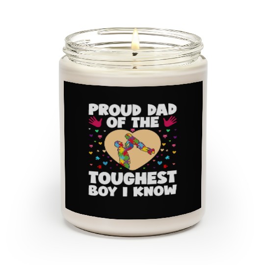 Proud Dad Of The Toughest Boy I Know Autism Awaren Scented Candles
