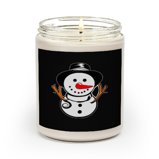 Cute Snowman With Carrot Nose And Hat Scented Candles