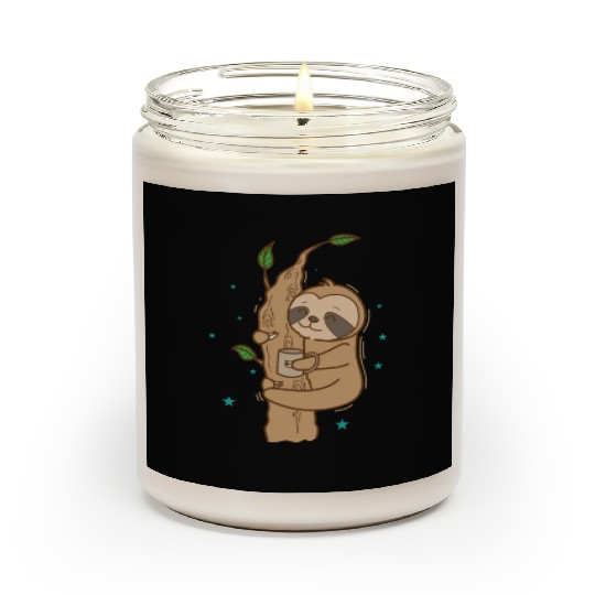 Sloth with Cup of Tea or Coffee lazy Scented Candles