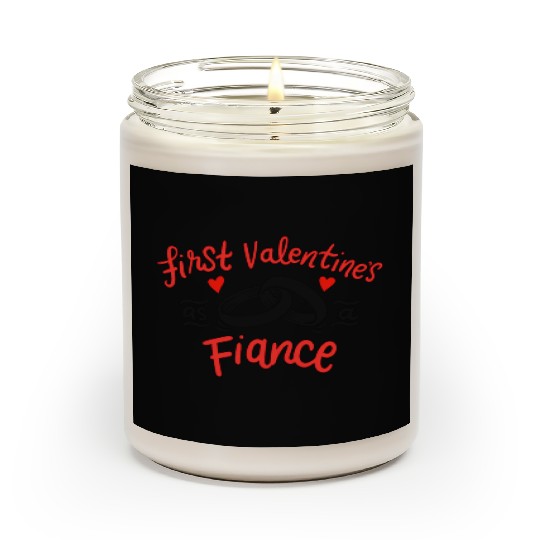 first valentine as fiance hearts day engagement Scented Candles