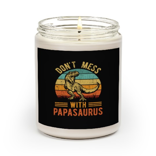 Papa Dad Father Dinosaur Funny Design - Papasaurus Scented Candles