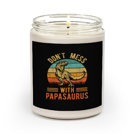 Papa Dad Father Dinosaur Funny Design - Papasaurus Scented Candles