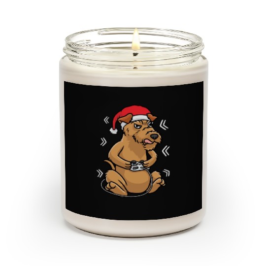 Christmas Irish Terrier Dog Video Game Gamer Scented Candles