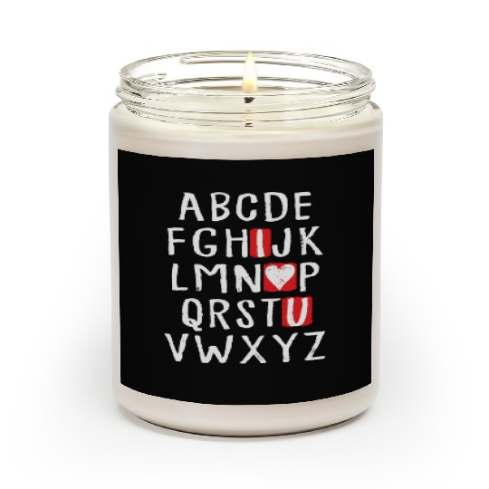 I Love You ABC Alphabet English Teacher Valentines Scented Candles