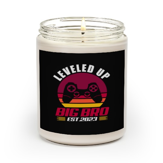 Leveled Up To Big Bro Est 2023 Retro Vintage Scented Candles