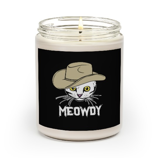 Meowdy Funny Cat Cowboy Hat Design Scented Candles